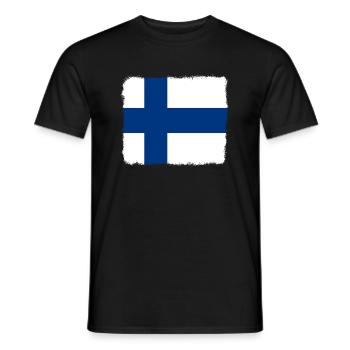 Finland Flag Suomi Finnish Flag Used Look - Men's T-Shirt - black - Front - AI Model Male 178 light (178cm)