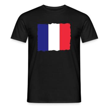 Drapeau de la France Look utilisé Drapeau de la France - T-shirt homme - noir - Devant - AI Model Male 178 light (178cm)