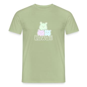 trio kawaii - T-shirt homme - vert sauge - Devant - AI Model Male 178 light (178cm)