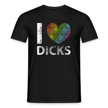 I LOVE DICKS gay lgbt vintage - T-shirt homme - noir - Devant - AI Model Male 178 light (178cm)