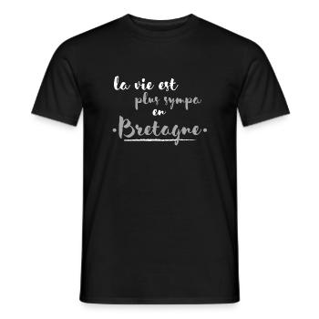 La vie est plus sympa en Bretagne Cadeau bretagne - T-shirt homme - noir - Devant - AI Model Male 178 light (178cm)