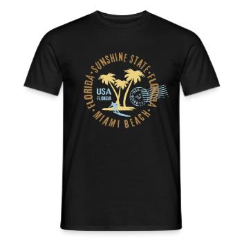 Miami Beach Florida Palmen Surfen Surfer Stempel - Männer T-Shirt - Schwarz - Vorne - AI Model Male 178 light (178cm)