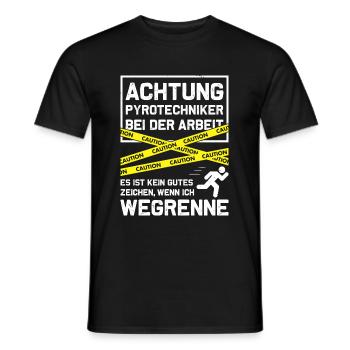 Achtung - Pyrotechniker bei der Arbeit - Männer T-Shirt - Schwarz - Vorne - AI Model Male 178 light (178cm)