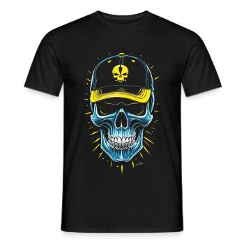 Crâne bleu hip hop casquette - T-shirt homme - noir - Devant - AI Model Male 178 light (178cm)