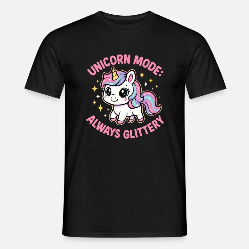 Unicorn Mode - Glittery Einhorn Einhörner Glitzer - Männer T-Shirt - Schwarz