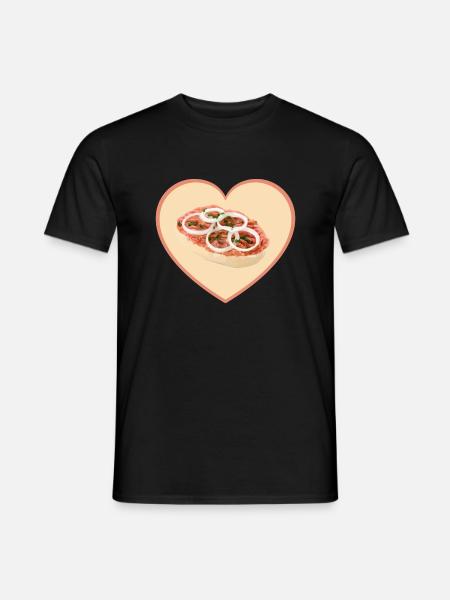 Mettbrötchen Herz Mett Hack Valentinstag Geschenk - Männer T-Shirt - Schwarz