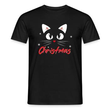miaou chat noël chat de Noël chemise de couchage chat - T-shirt homme - noir - Devant - AI Model Male 178 light (178cm)