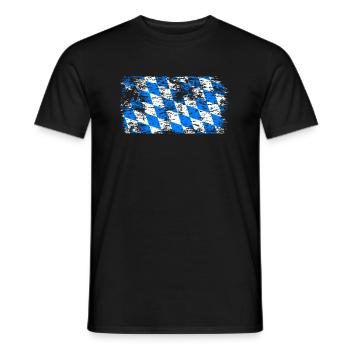 Drapeau de Bavière utilisé Look drapeau bavarois Vintage - T-shirt homme - noir - Devant - AI Model Male 178 light (178cm)