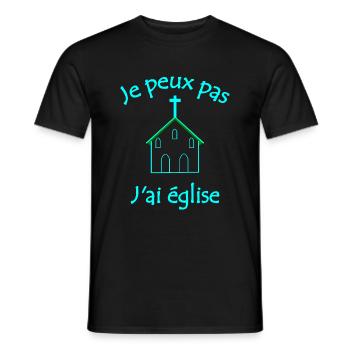 Je peux pas j ai église - T-shirt homme - noir - Devant - AI Model Male 178 light (178cm)