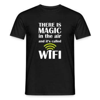 WIFI Magic Nerd Shirt - Magic in the Air - Men's T-Shirt - black - Front - AI Model Male 178 light (178cm)