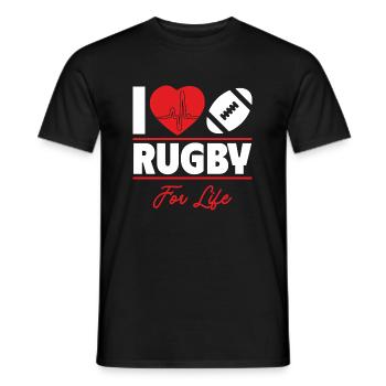 Rugby ist mein Leben, Geschenkidee - Männer T-Shirt - Schwarz - Vorne - AI Model Male 178 light (178cm)