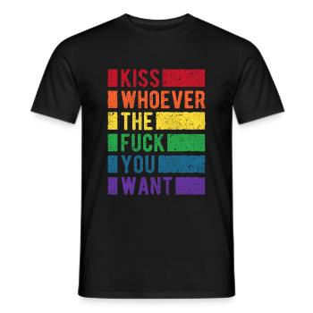 Kiss You Want LGBT Arc-en-ciel Pride - T-shirt homme - noir - Devant - AI Model Male 178 light (178cm)