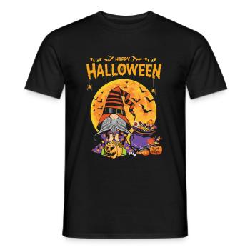 Gnome Witch Halloween Costume Pumpkin Autumn - Men's T-Shirt - black - Front - AI Model Male 178 light (178cm)