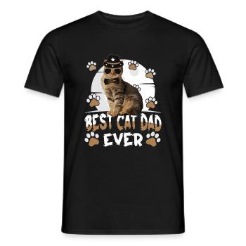 Best Cat Dad Ever TShirt - Men's T-Shirt - black - Front - AI Model Male 178 light (178cm)