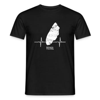 Geschenk, Heartbeat, Insel, Herzschlag, Texel - Männer T-Shirt - Schwarz - Vorne - AI Model Male 178 light (178cm)