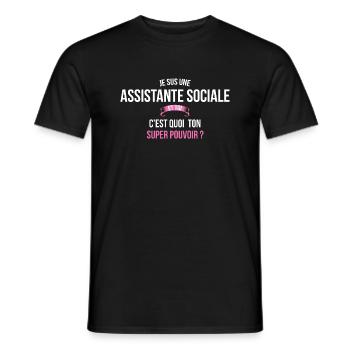 Assistante sociale super pouvoir femme - T-shirt homme - noir - Devant - AI Model Male 178 light (178cm)