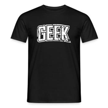 Geek vintage distressed lettering - Men's T-Shirt - black - Front - AI Model Male 178 light (178cm)