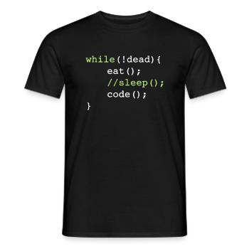 While dead - eat sleep code repeat if coding - Men's T-Shirt - black - Front - AI Model Male 178 light (178cm)
