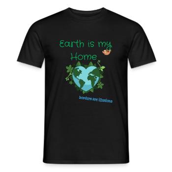 Die Erde ist mein Zuhause - Grenzen sind Illusion - Männer T-Shirt - Schwarz - Vorne - AI Model Male 178 light (178cm)