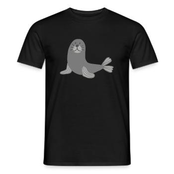 Phoque mignon - phoque otarie - T-shirt homme - noir - Devant - AI Model Male 178 light (178cm)