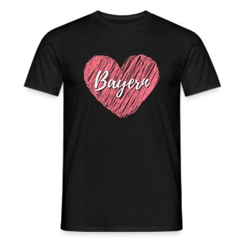Bayern Liebe mit rotem Herz Schriftzug in Handschr - Männer T-Shirt - Schwarz - Vorne - AI Model Male 178 light (178cm)