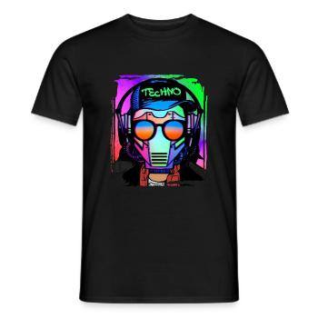 Psychedelic / Techno / Minimal Head Design - Männer T-Shirt - Schwarz - Vorne - AI Model Male 178 light (178cm)