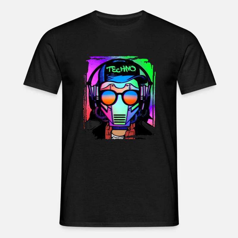 Psychedelic / Techno / Minimal Head Design - Männer T-Shirt - Schwarz
