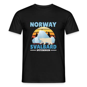 Norvège Svalbard Spitzberg Aurores boréales Ours polaire - T-shirt homme - noir - Devant - AI Model Male 178 light (178cm)