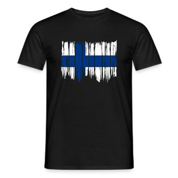 Finland Flag Suomi Finnish Flag Used Look - Men's T-Shirt - black - Front - AI Model Male 178 light (178cm)