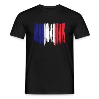Drapeau de la France Look en détresse Drapeau français - T-shirt homme - noir - Devant - AI Model Male 178 light (178cm)