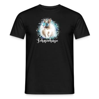 schneehase ,blau,skifahren,ski,hase,schnee - Männer T-Shirt - Schwarz - Vorne - AI Model Male 178 light (178cm)