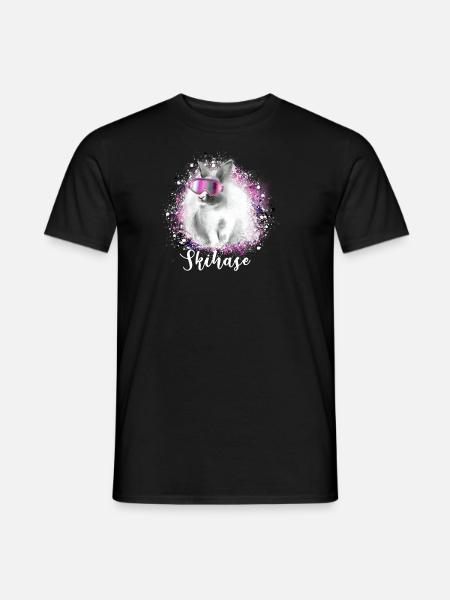 skihase ,rosa,skifahren,ski,hase,hase mit brille - Männer T-Shirt - Schwarz