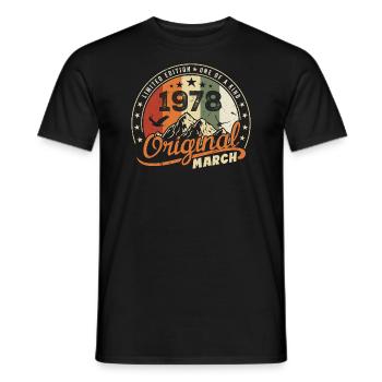 Cadeau D'anniversaire Mars 1978 Vintage 1978 Retro - T-shirt homme - noir - Devant - AI Model Male 178 light (178cm)
