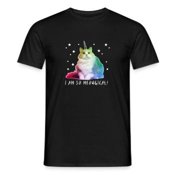 Cat unicorn meowgical cute cat gift colorful - Men's T-Shirt - black - Front - AI Model Male 178 light (178cm)