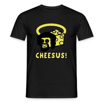 Cheesus / Jesus Parody - Men's T-Shirt - black - Front - AI Model Male 178 light (178cm)