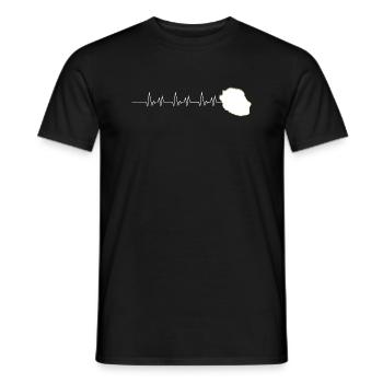 Hearbeat Ile de la Réunion Cadeau Original - T-shirt homme - noir - Devant - AI Model Male 178 light (178cm)