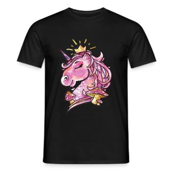 Petite licorne aux champignons - T-shirt homme - noir - Devant - AI Model Male 178 light (178cm)