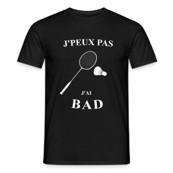 badminton je peux pas j'ai bad sport humour - T-shirt homme - noir - Devant - AI Model Male 178 light (178cm)