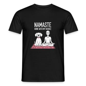 Namaste Yoga Dog Meditation with Goldendoodle - Men's T-Shirt - black - Front - AI Model Male 178 light (178cm)