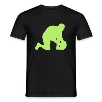 rugby silhouette rugbyman positions ball - Men's T-Shirt - black - Front - AI Model Male 178 light (178cm)
