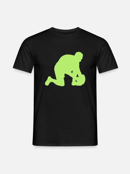 rugby silhouette rugbyman positionne ballon - T-shirt homme - noir