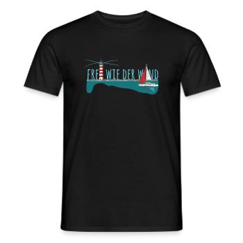 Frei wie der wind - Segelyacht mit Leuchtturm - Männer T-Shirt - Schwarz - Vorne - AI Model Male 178 light (178cm)