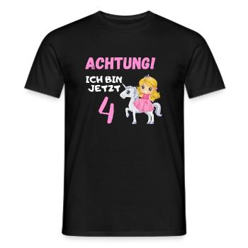 4 Geburtstag Prinzessin Kindergeburtstag Geschenk - Männer T-Shirt - Schwarz - Vorne - AI Model Male 178 light (178cm)