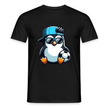 Cute Penguin Cartoon Soccer Player - Men's T-Shirt - black - Front - AI Model Male 178 light (178cm)