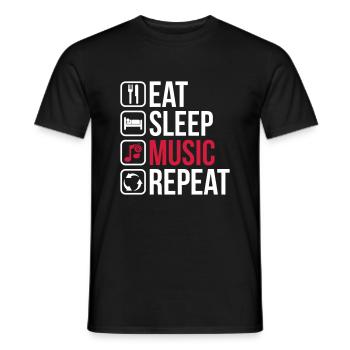 Eat Sleep Music Repeat - Men's T-Shirt - black - Front - AI Model Male 178 light (178cm)