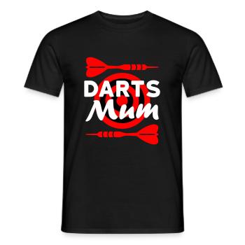 Darts mum (Dartpfeile, Dartscheibe im Hintergrund) - Männer T-Shirt - Schwarz - Vorne - AI Model Male 178 light (178cm)