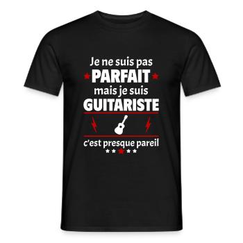 Pas parfait mais guitariste, fête des pères, noël - T-shirt homme - noir - Devant - AI Model Male 178 light (178cm)