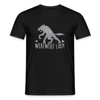 Dame de loup-garou fou avec loup gris - T-shirt homme - noir - Devant - AI Model Male 178 light (178cm)