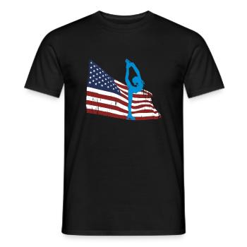 Eiskunstläuferin vor der USA Flagge - Männer T-Shirt - Schwarz - Vorne - AI Model Male 178 light (178cm)