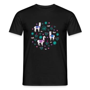 Llama and friends - Männer T-Shirt - Schwarz - Vorne - AI Model Male 178 light (178cm)